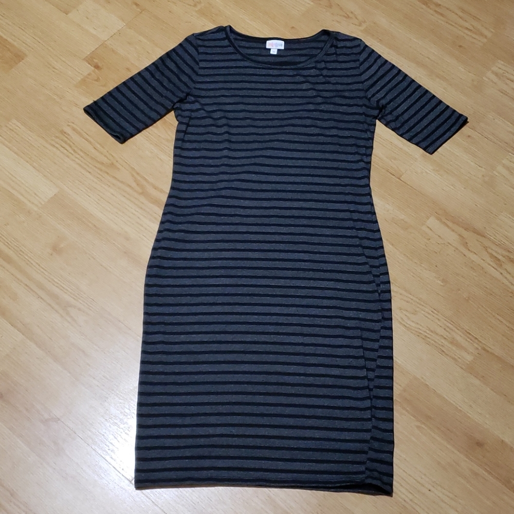 Black and grey striped LulaRoe Julia